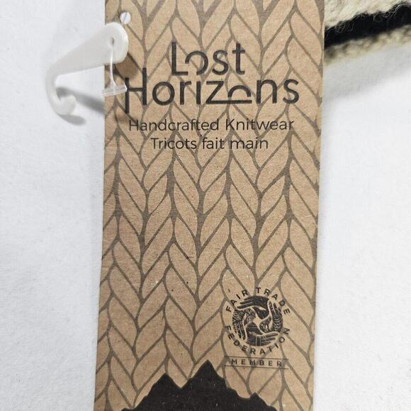 Lost Horizons Handcrafted Knit Wool Fleece Lined Oat Natural Floral Headband - Picture 2 of 8
